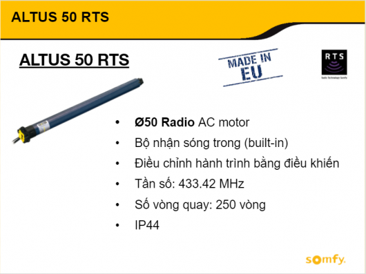 Tài liệu kỹ thuật động cơ Somfy Altus 50 RTS - Động cơ rèm tự động ...